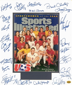 1999 16x19 Matted Sports Illustrated Cover Featuring World Cup Champion US Womens Soccer Team With 20 Signatures (Beckett)